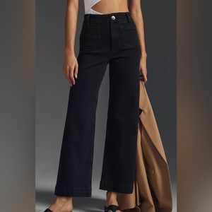 Anthropologie The Skipper High Rise Wide Leg Black Jeans